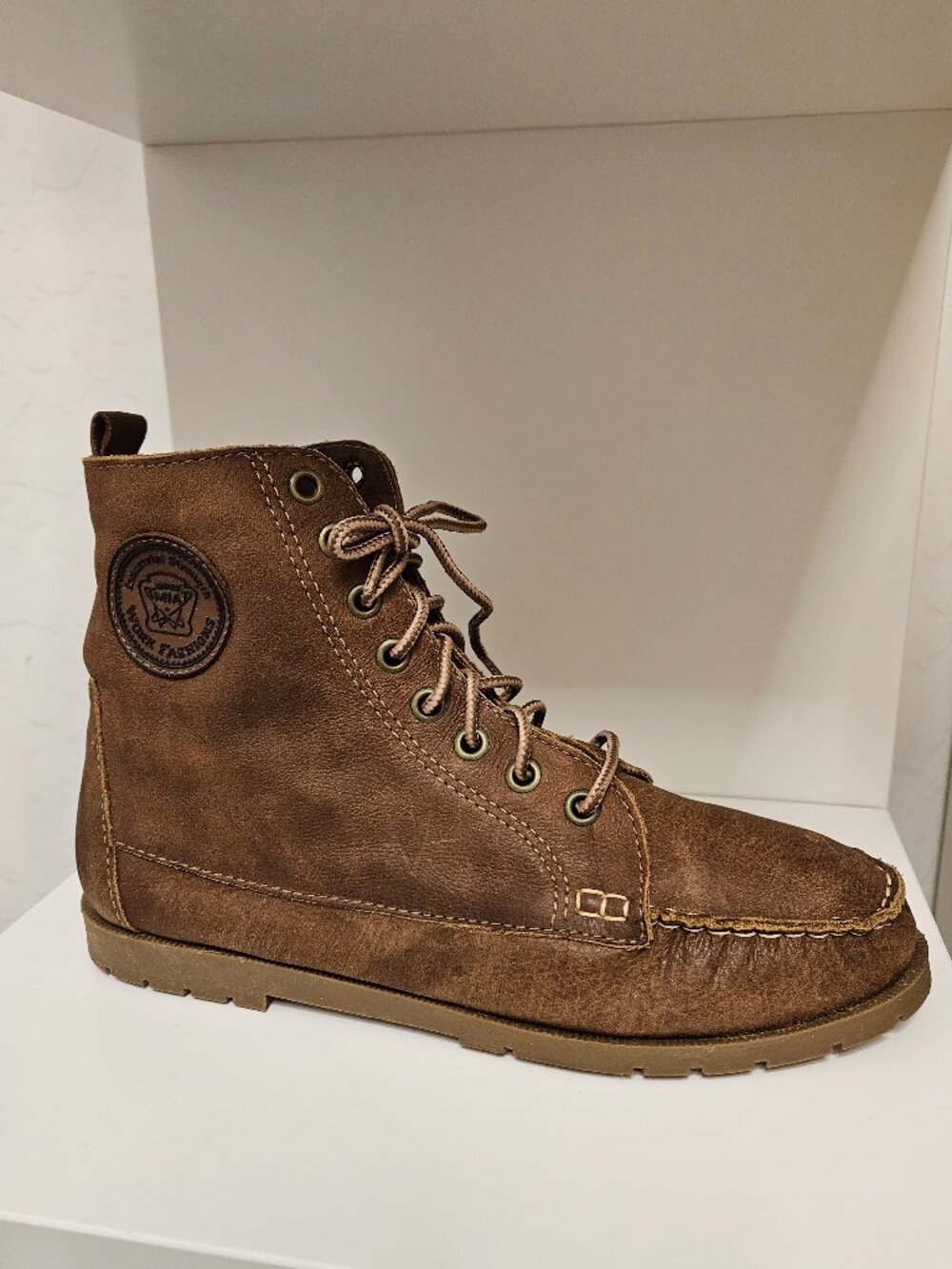 Vintage MIA Brown Suede Lace Up Ankle Boots Plaid Flannel Lined 8M